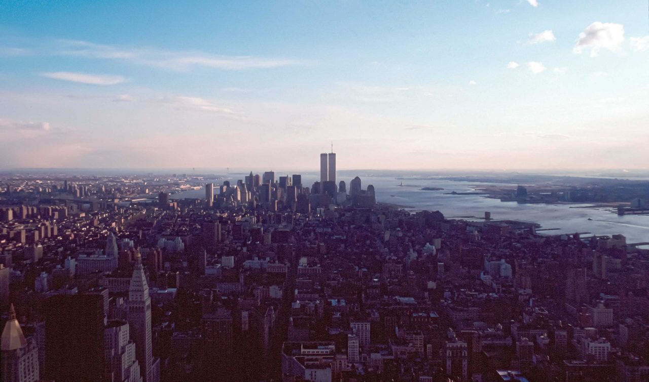 aerial view of new york city and the world trade center